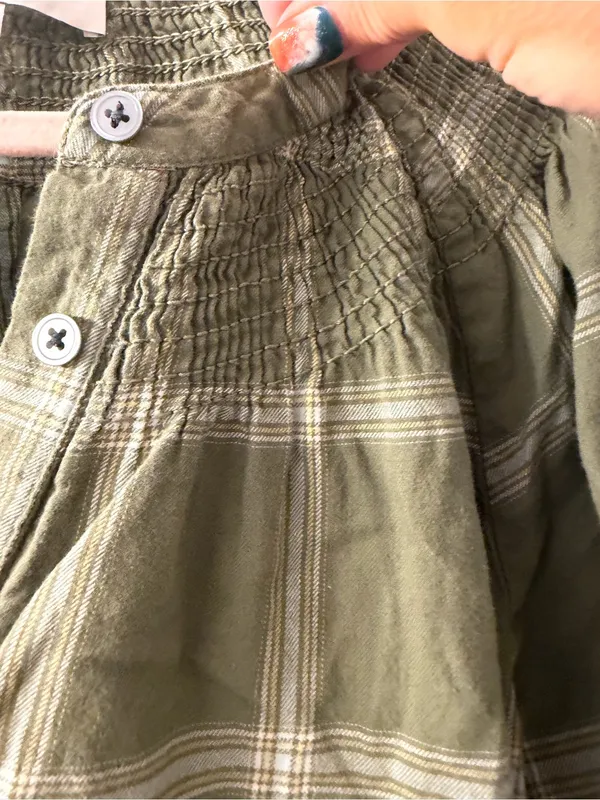 LOFT Olive Green Button-Front Blouse - Image 2