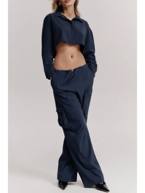 Alo Megastar Cargo Pants High OR Low Rise Navy Wide Leg Outdoor Hiking Utility M - Image 5