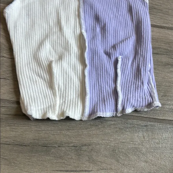 Vintage White and Purple Ribbed Muscle Tee - Image 3
