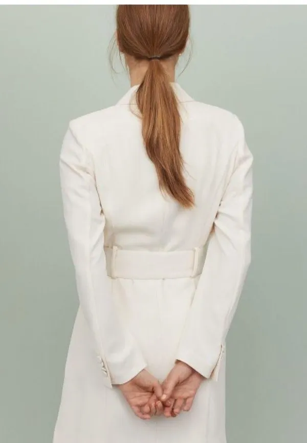 NWT H&M Belted Blazer Jacket Dress Ivory Large - Image 6