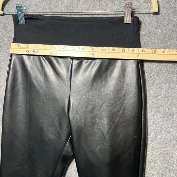 Spanx Assets Faux‎ Leather Leggings Black Pull On Slim Stretch Pants M - Image 2