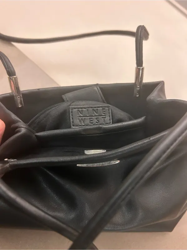 Nine West Black Satchel with Metal Accents - Image 6