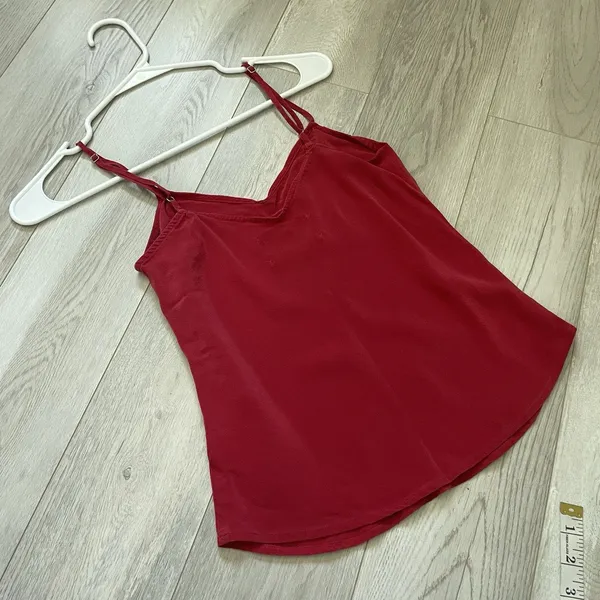 Reformation Silk Cami Tank Top v neck womens Red (xsmall) minimalist going out - Image 5