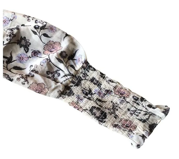 Free People NWT - - Brunch Date Floral Print Long Sleeve Bodysuit Ivory Combo -Size Small - Image 9