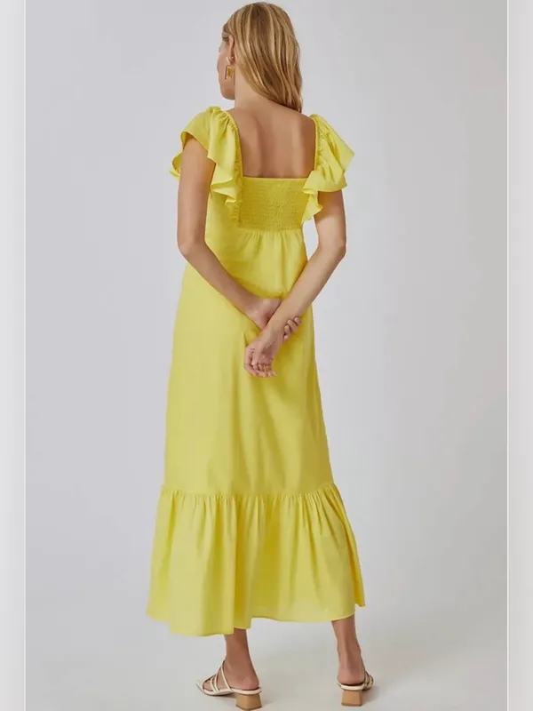 Farm Rio x Anthropologie Yellow Cotton Keyhole Midi Dress Size Small $198 - Image 2