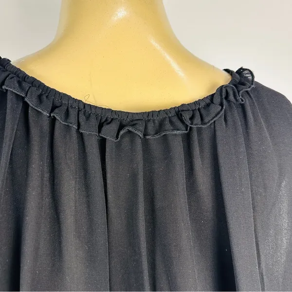 Zara Black Chiffon Top Sz M Sleeveless Ruffle Loose - Image 6