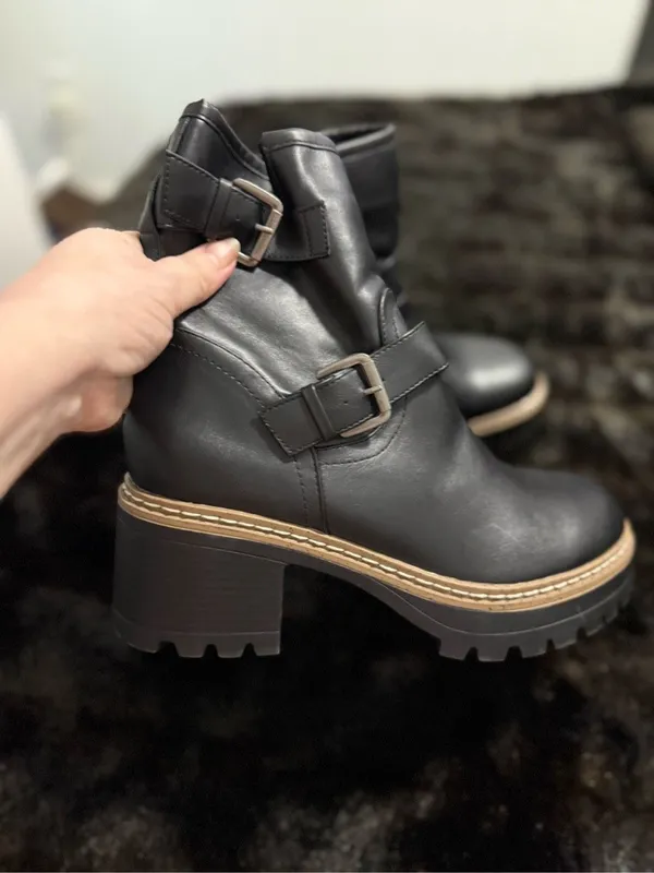 Esprit Women's moto Biker/Platform Combat Boots black 10 new lug - Image 5