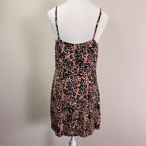 Aritzia Wilfred Isabelle Leopard Print Slip Dress Mini Tan Black Size 10 - Image 4