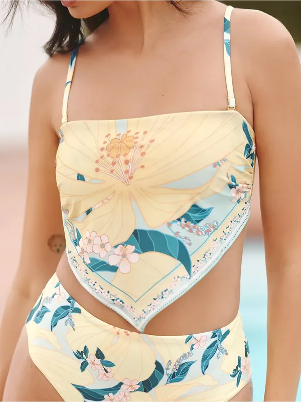 Farm Rio X Anthropologie Floral Print Bandana Bikini Top & High Leg Bottom Set S - Image 4