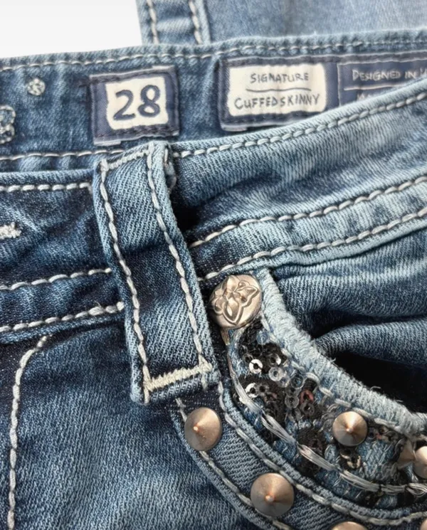 Y2K vintage miss me jeans 28×28 cyber grunge bling low rise skinny - Image 5