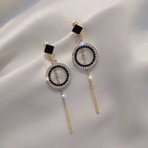 Elegant CZ Long Tassel Dangle Drop Earrings for Women - Image 2