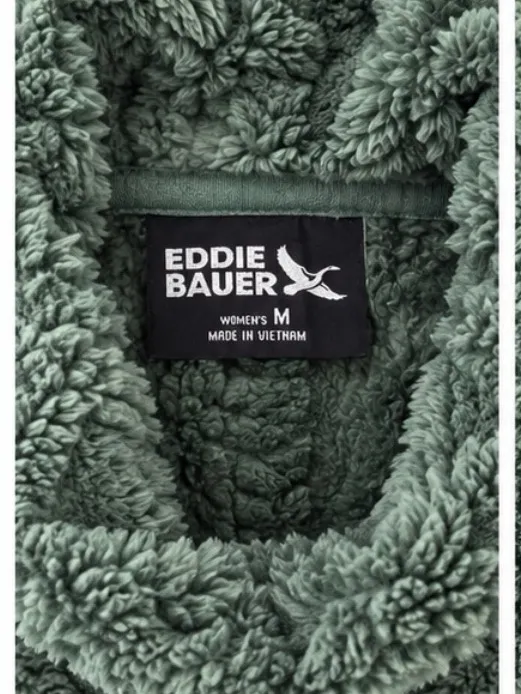 Eddie Bauer Women’s M Cozy Cable Fleece Pullover Cowl Neck Green - Image 4