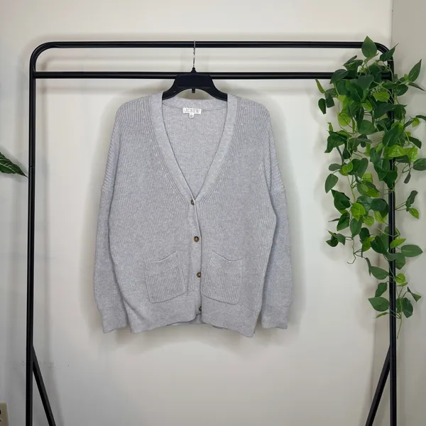 J. Crew V-neck Cotton Cashmere Blend Cardigan Sweater Heather Dove Medium BS950 - Image 3