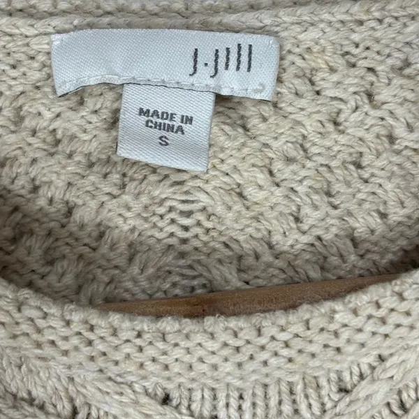 J. Jill‎ Sweater Tunic Cream Cable Knit Herringbone Wool Blend Fisherman Cabin S - Image 5
