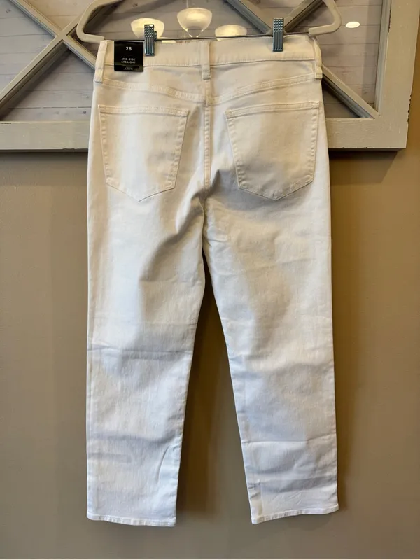 J. Crew Women White Denim Mid Rise Straight Fit Zip Jeans Size 28 - Image 3