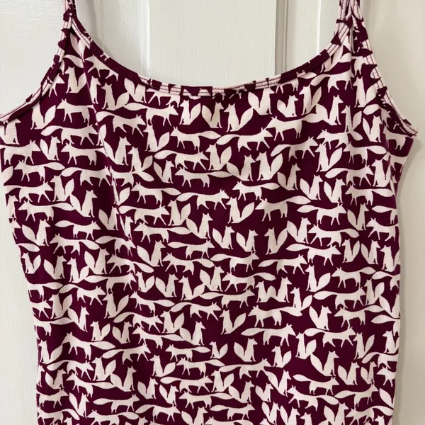 Y2K Style Foxes Print‎ Maroon Preppy Funny Aeropostale Favorite Cami Tank Sz M - Image 2