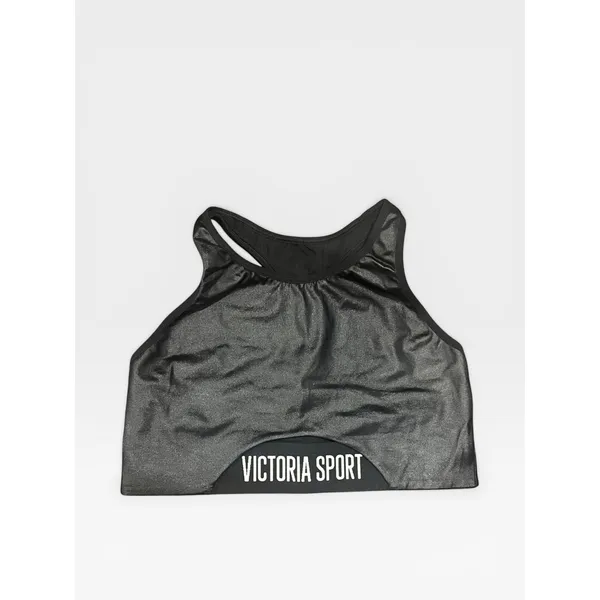 Victoria Sport "The Player" Racerback Sports Bra - Black Shiny Metallic Cutout M - Image 2