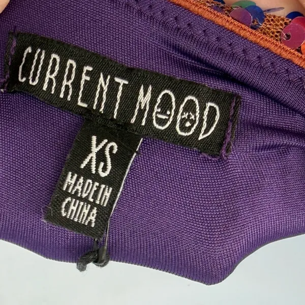 Current Mood Dolls Kill Sequin‎ Halter Mini Dress Iridescent Purple Green XS - Image 4