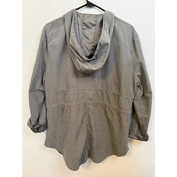 Maurices Utility Jacket Women XL Gray Excellent Hooded Drawstring Waist Anorak - Image 7