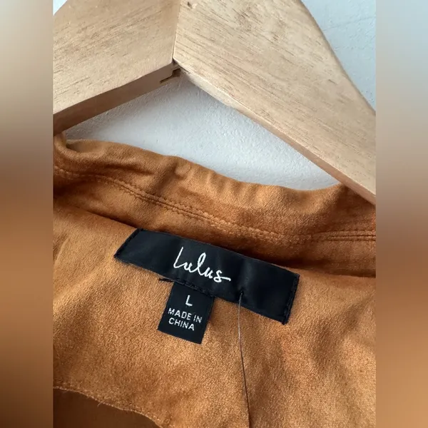 Lulus Brown Brisk Bliss Camel Suede Sleeveless Button‎ Long Trench Coat - Image 5
