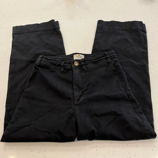 Marine Layer Bridget Wide Leg Crop Pants in Black size 6‎ - Image 4