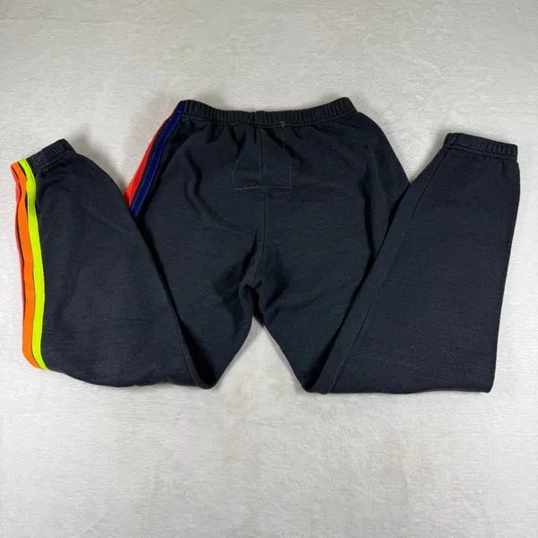 Aviator Nation Charcoal Gray Rainbow Stripe Sweatpants Joggers Womens Size‎ S - Image 2