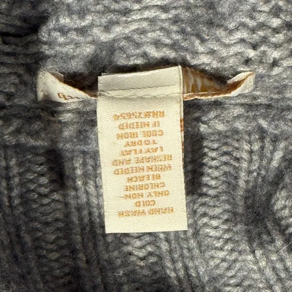 Abercrombie Sweater Wool Angora Cable Knit Turtleneck Y2K Preppy Gray Medium - Image 4
