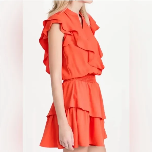 Amanda Uprichard Women’s Vareta Dress Ruffle Orange medium Mini - Image 4