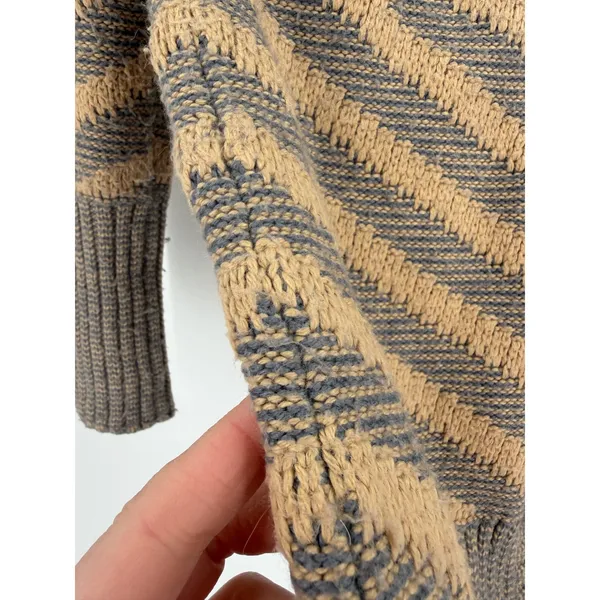 Vero Moda Cardigan Women M Brown Chevron Stripe Angora Blend Long Knit Boho‎ - Image 5