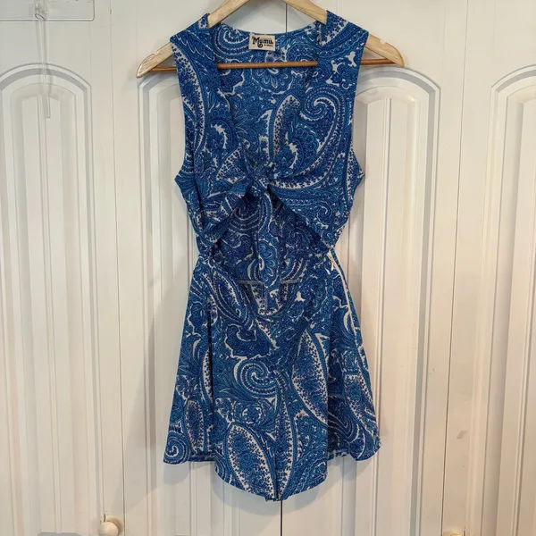 Show Me Your Mumu Blue And‎ White Paisley Romper Size XS - Image 2