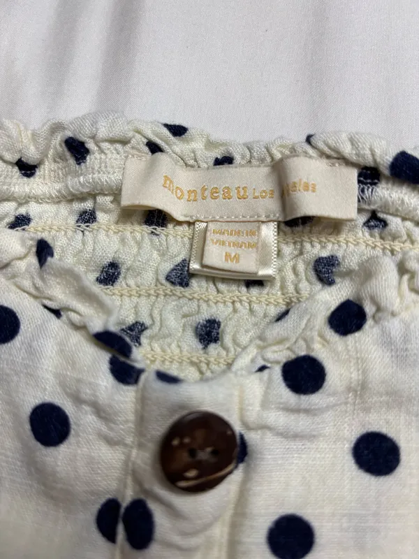 Monteau LA Cottagecore Coquette Y2K Polka Dot Puff Sleeve crop top Size M - Image 5