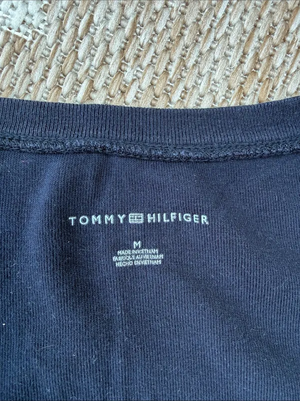 Tommy Hilfiger Navy V-Neck Short Sleeve Tee with Logo - Image 2