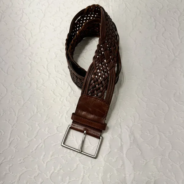 Leather Belt Braided Women's Size M Brown Retro Vintage Wide Flexible - Image 3