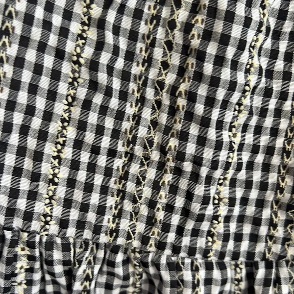 Altard State Gingham Embroidered Daisy Floral Ruffle and Smocked Detailing M - Image 5