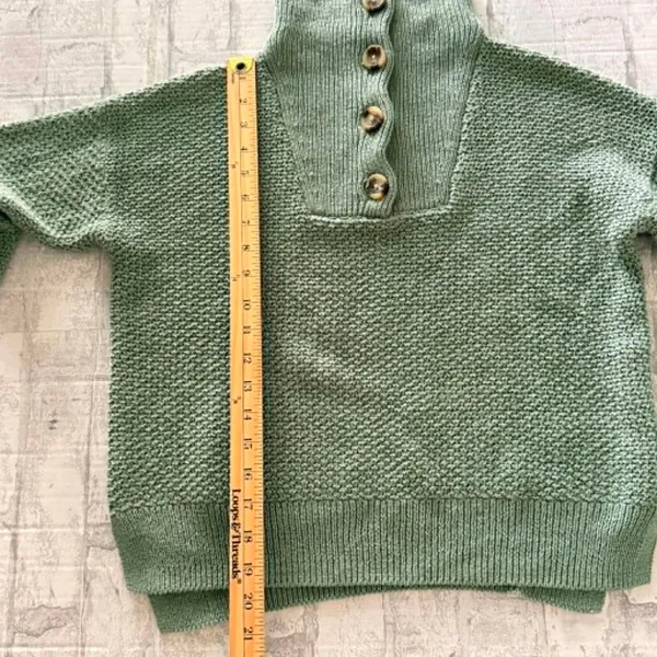 Madewell Canby Button Mockneck Knit Sweater Frosted Willow Preppy Soft Girl XXS - Image 5