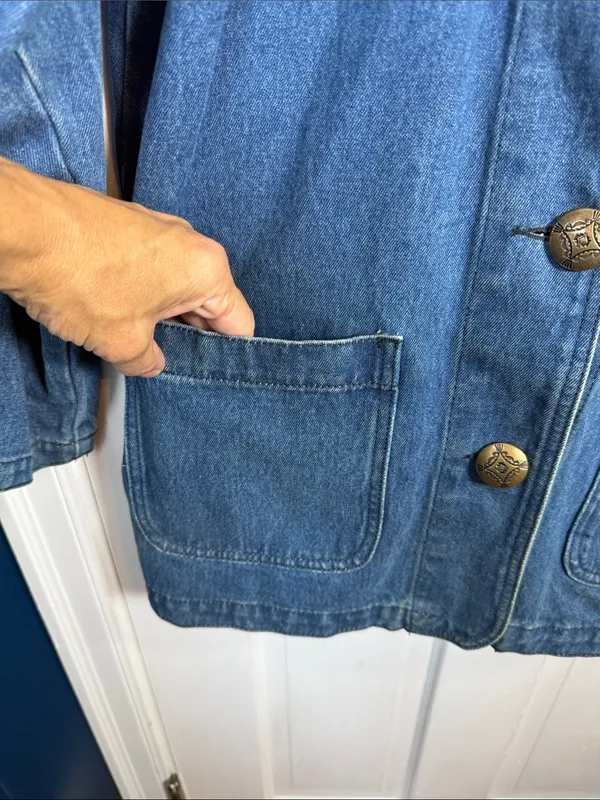 Be Blue Vintage Made in USA Cotton Denim Jean Chore Blazer Coat - Image 3