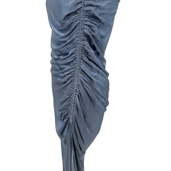 Shona Joy Lily Bias Ruched Midi Dress Blue Smoke Size‎ US 6 - Image 10