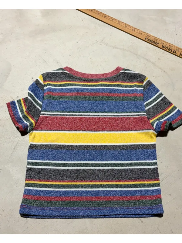 Zara trafaluc collection Multi-Color Striped Short Sleeve cropped baby tee small - Image 7
