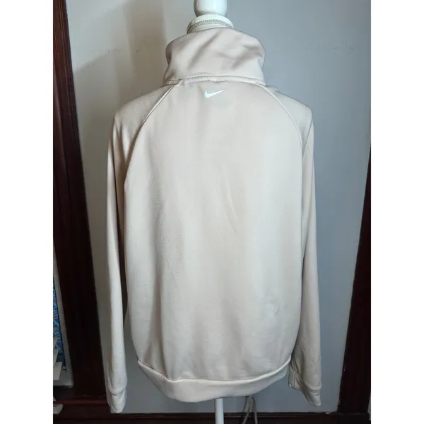Nike Womens Quarter Zip Fleece Pullover Pink Logo Tape Side Pockets Large - Image 4