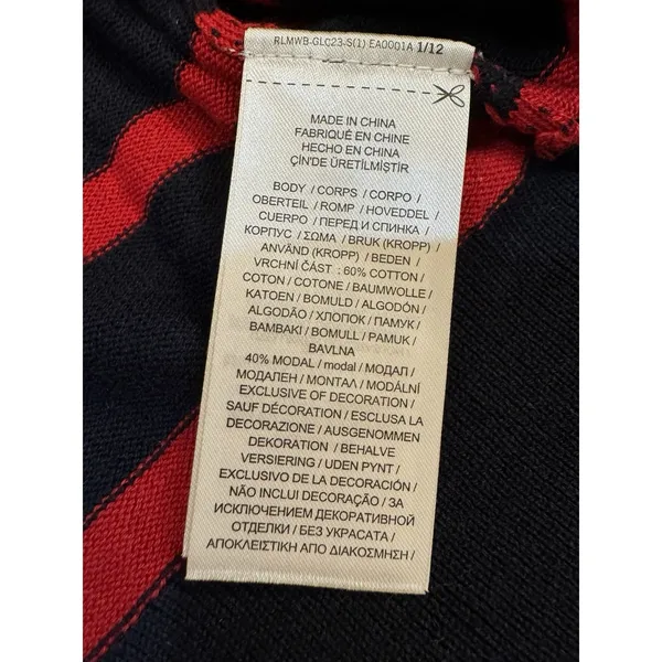 Lauren Ralph Lauren Women Striped Cotton Cardigan Sweater Navy/Red Size Large - Image 5