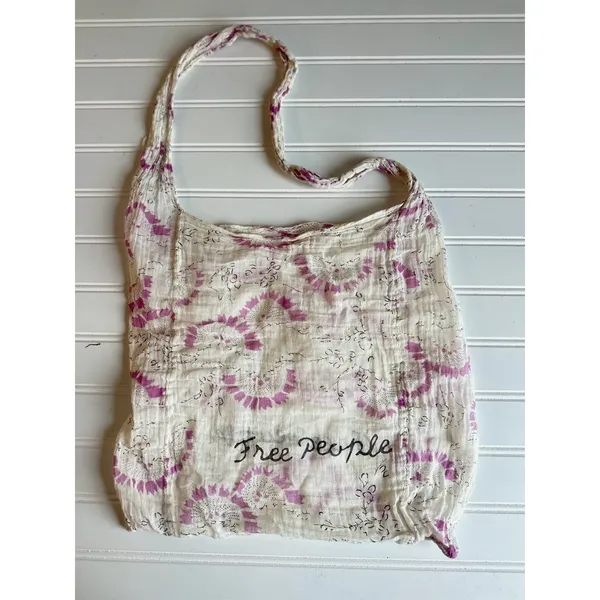 Free People Tote Shoulder Bag Lightweight Gauzy Boho‎ Hippie Cotton Shopping - Image 4