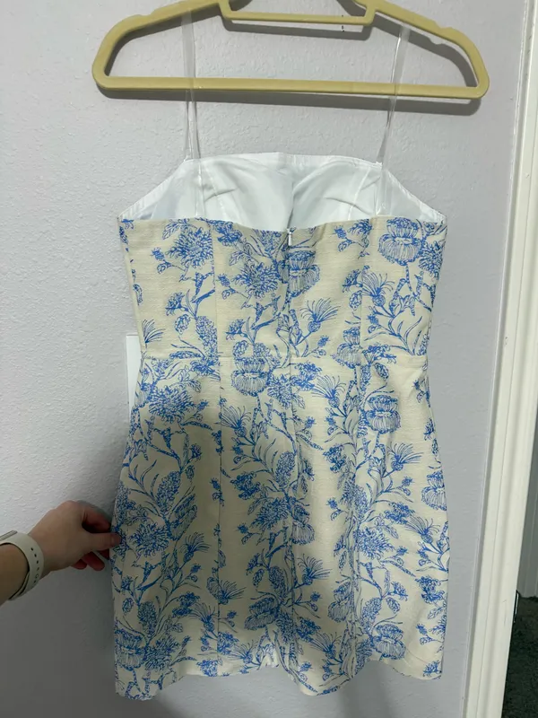 Strapless Blue Floral Dress Size M - Image 2