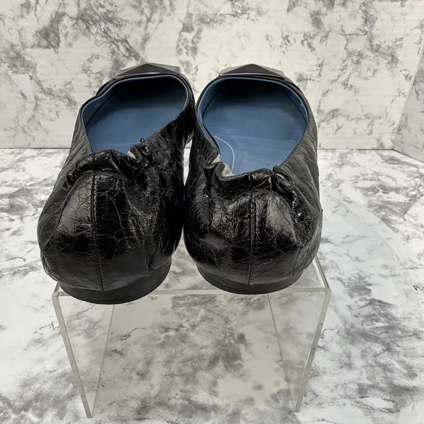 Biala Black Leather Square Toe Ballet Flats Size 8 Made in Italy - Image 6