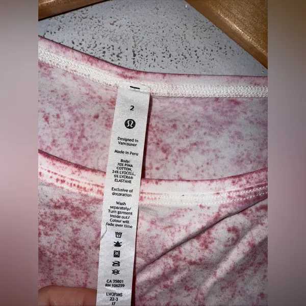Lululemon Back in Action Long‎ Sleeve Shirt Size 2 Cirrus Wash White Pink Peony - Image 3