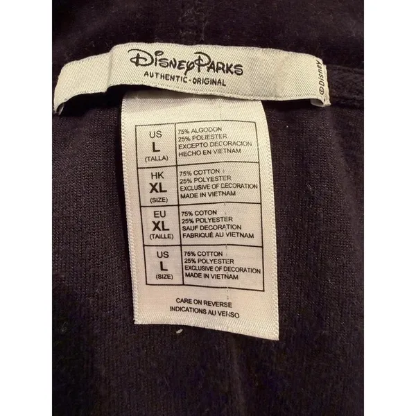 Disney Parks Mickey Mouse Velour Hoodie Black Rhinestone Y2K Women L - Image 9