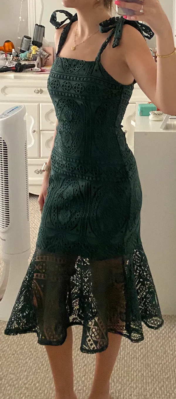 These Three Boutique Shoulder Tie Lace Midi Dress - Image 3