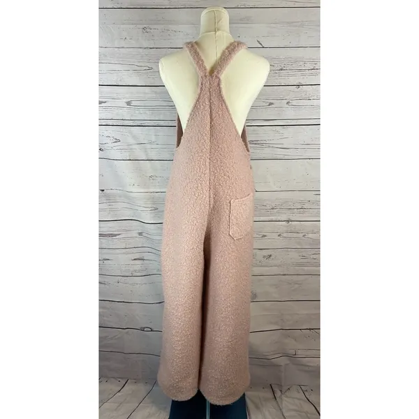 Halara Teddy Fuzzy Plush Wide Leg Overall Jumpsuit Women’s Size S Pink Cozy - Image 4