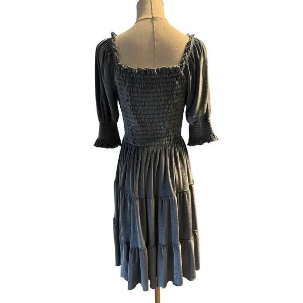 Baltic Born Bliss Smocked Velvet Dress. Dusty Blue. Size Medium - Image 2