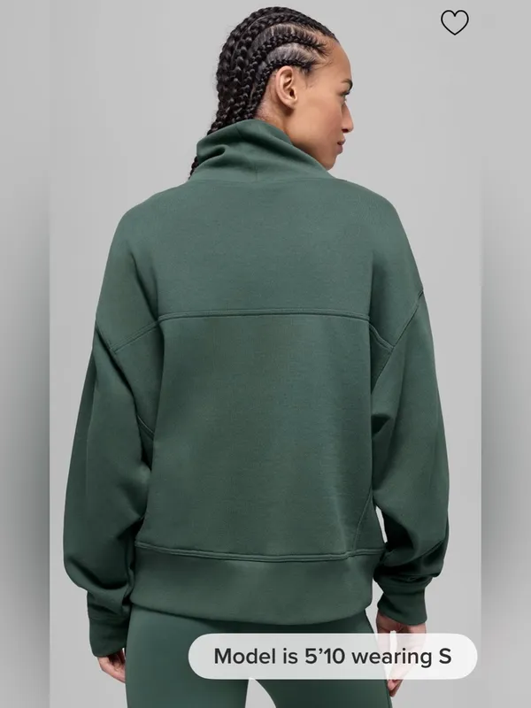 Alo Yoga NWT Hazy Mock Neck Pullover Sweatshirt Pockets in Clover Green Size S - Image 3