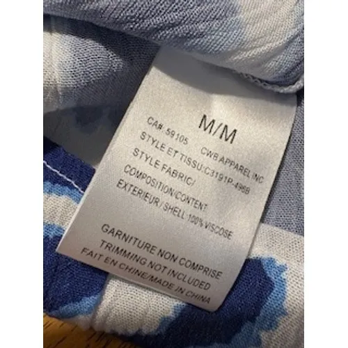 Blue and White Classic V-Neck Maxi Dress Size Medium Smocked Boho‎ Summer Resort - Image 8